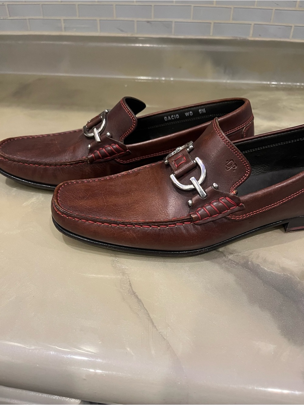 Donald J. Pliner Burgundy Leather Bit Loafers